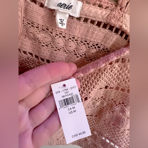 Aerie Crochet Crop Top BRAND NEW Medium in Peach - Picture 4 of 5